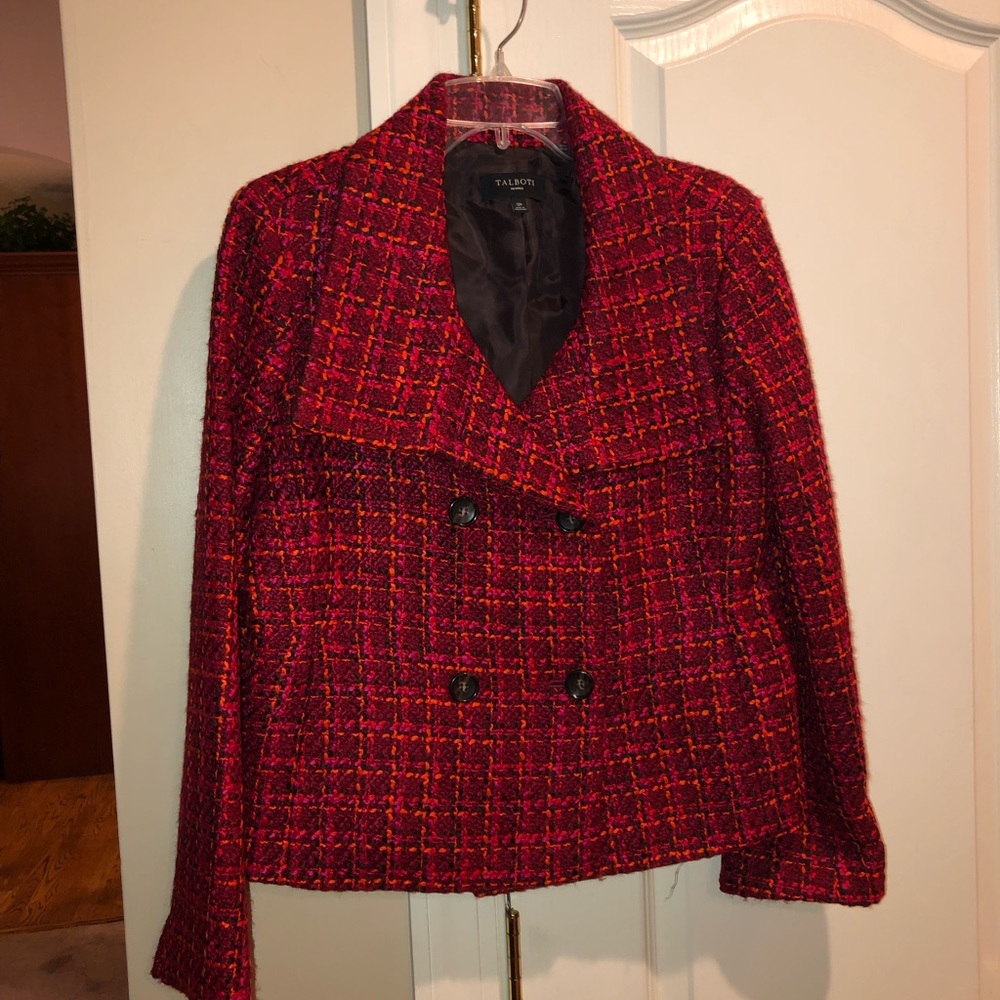 Talbots Red and Orange Double Breasted Jacket, Size 12P